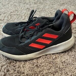 Adidas grey and red shoes